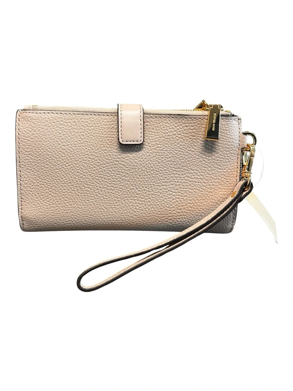 Michael Kors Jet Set Soft Pink Pebbled Leather Wristlet with Gold Logo